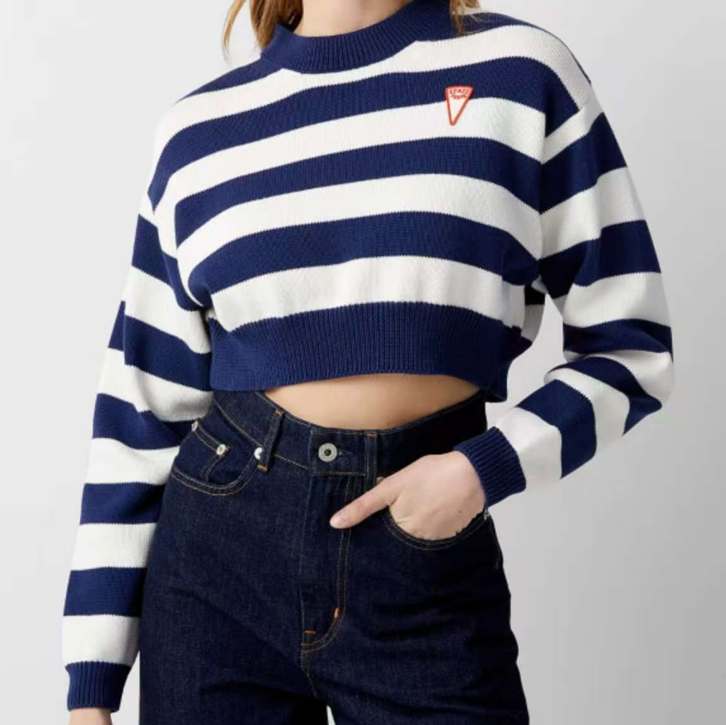 Kenzo Logo-Embroidered Striped Cropped Jumper Sweater